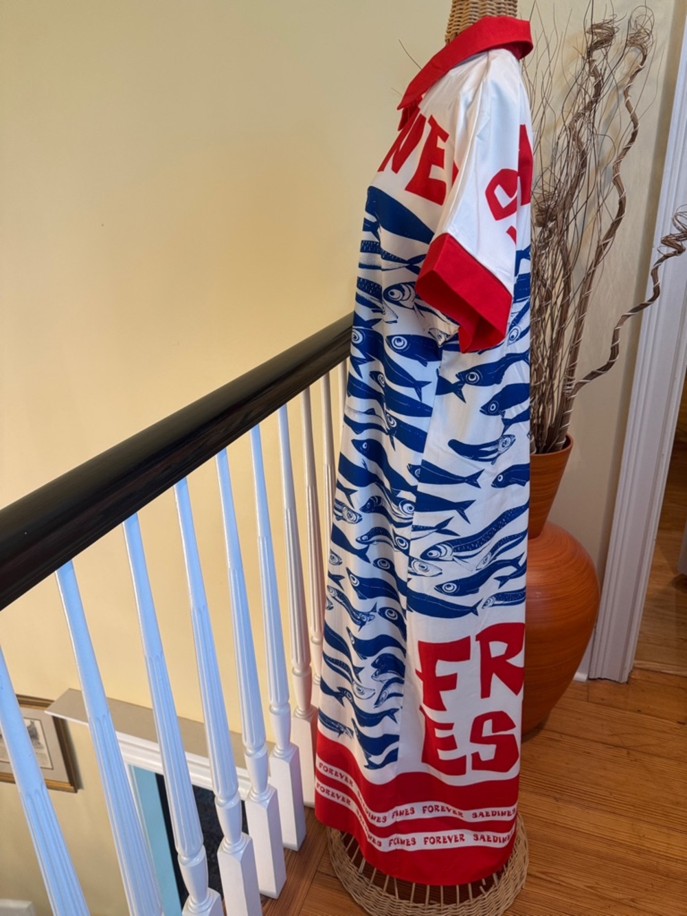 Fresh Sardines NWOT white and red dress with blue sardines - Picture 3 of 10